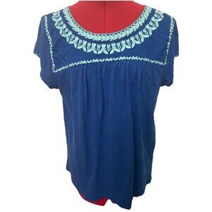 Boden Women’s Blue Embroidered Top Size 10